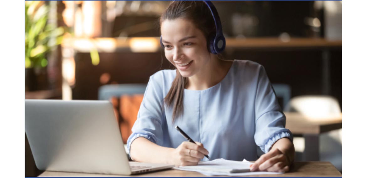 teen girl with laptop at home