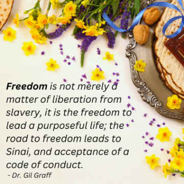 flowers, matzoah and quote about Freedom