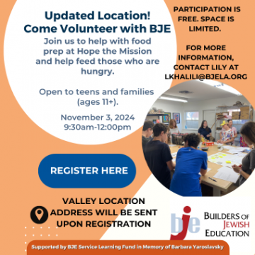 Volunteer with BJE November 3 banner