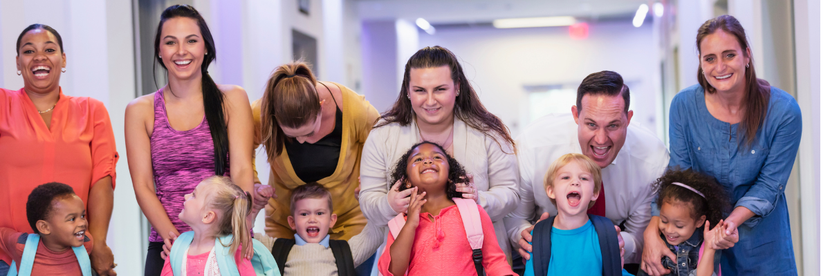 parents with preschoolers on first day of school