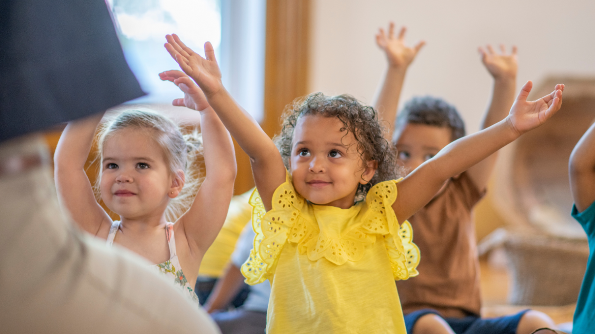 preschoolers in yoga class