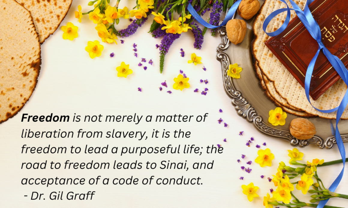 Passover plate with quote from Dr Gil Graff