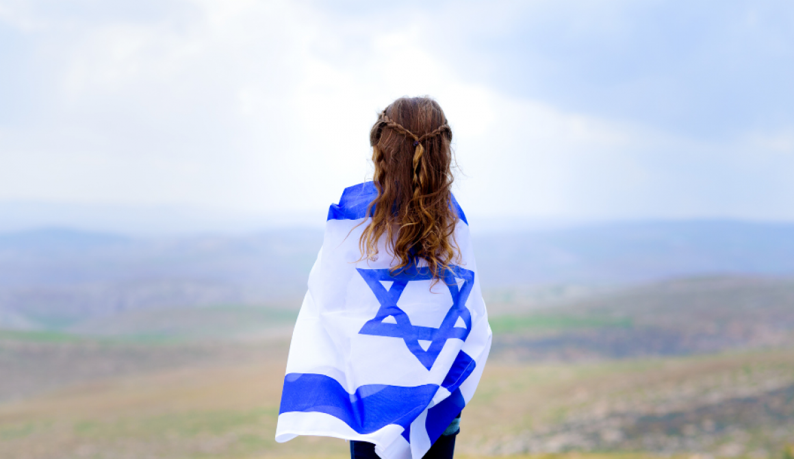 young girl with Israel flag