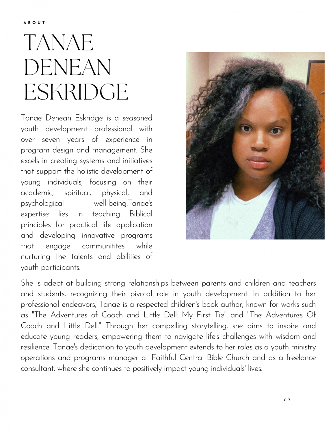 Tanae Denean Eskridge Bio