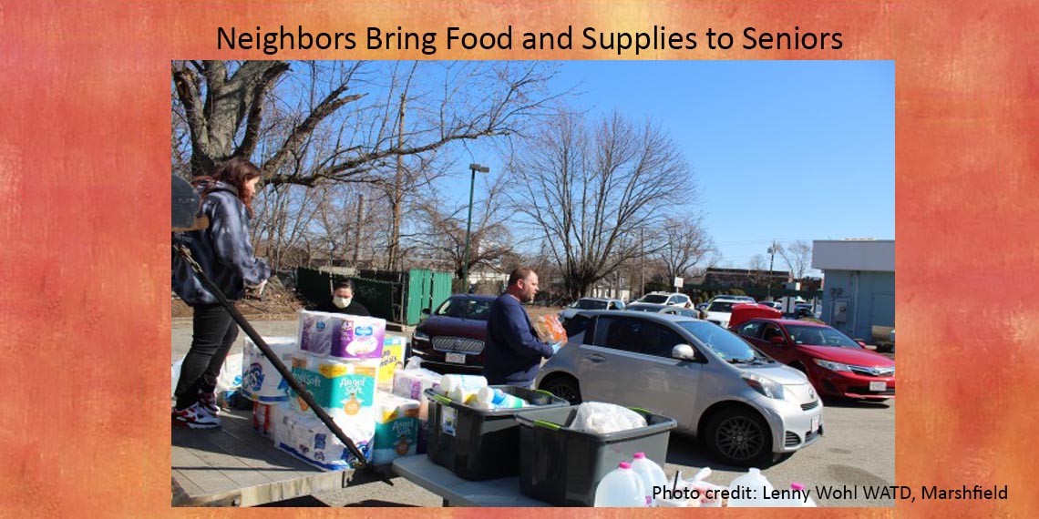 Neighbors bring food and supplies to Seniors Neighbors bring food and supplies to Seniors